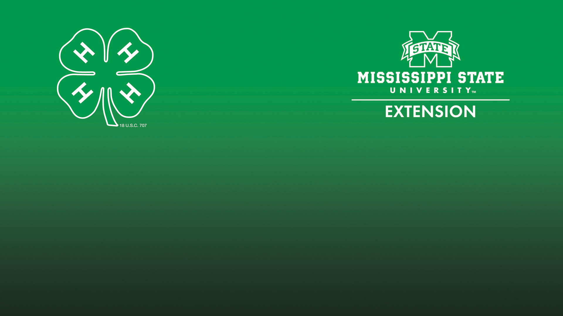 Green gradient background with 4-H and Extension logos.